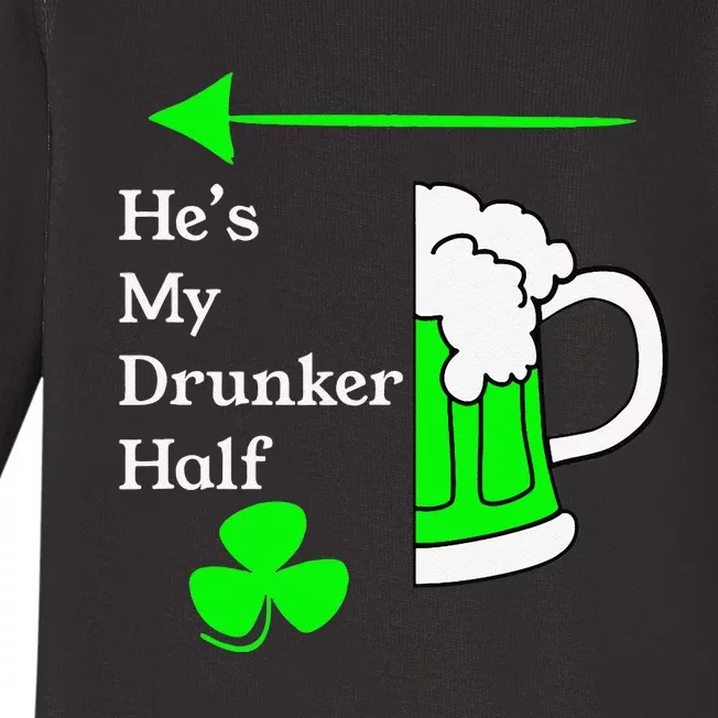 He's My Drunker Half Saint Patrick's Day Couples Funny Baby Long Sleeve Bodysuit