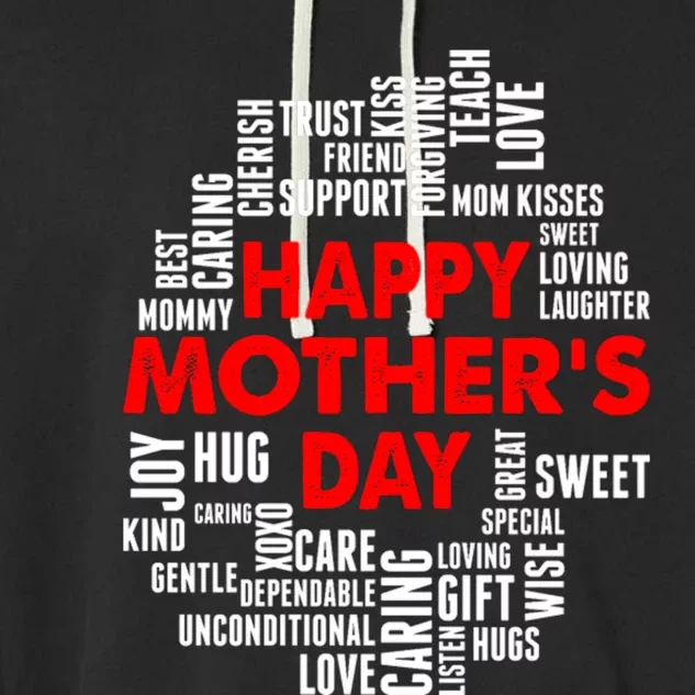 Happy Mothers Day Love You Mom Gift Garment-Dyed Fleece Hoodie