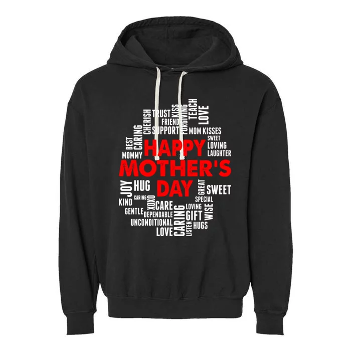 Happy Mothers Day Love You Mom Gift Garment-Dyed Fleece Hoodie