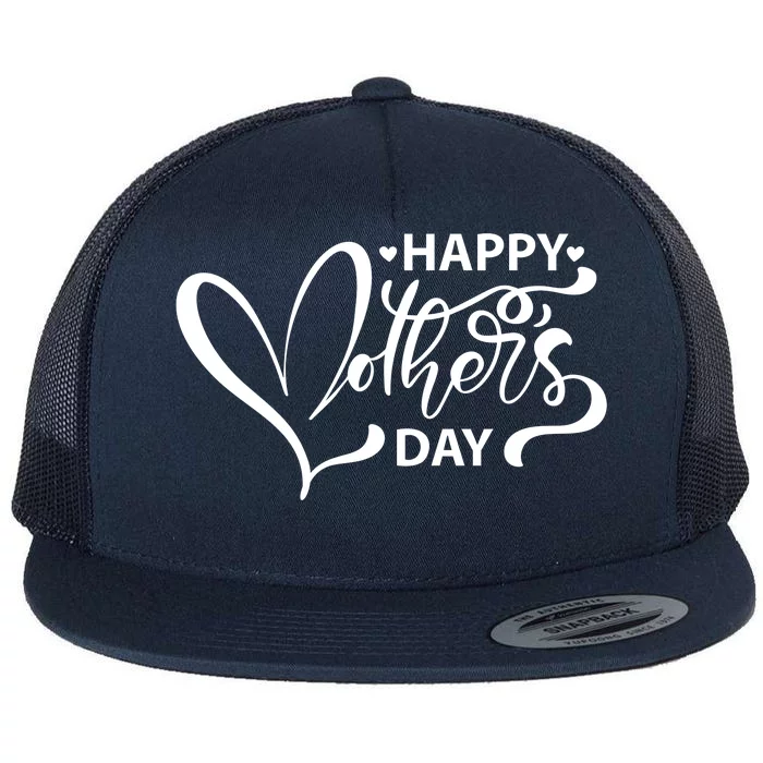 Happy Mothers Day Heart Cute Gift Flat Bill Trucker Hat