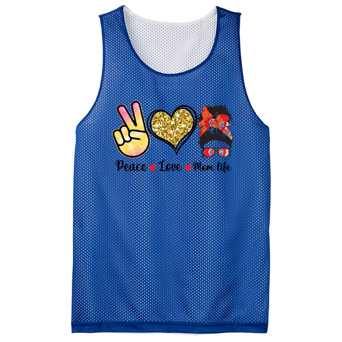 Happy Mother's Day Peace Love Moms Life Funny Gift Mesh Reversible Basketball Jersey Tank