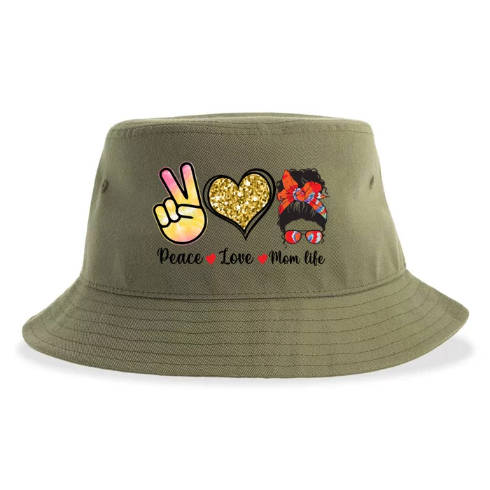 Happy Mother's Day Peace Love Moms Life Funny Gift Sustainable Bucket Hat