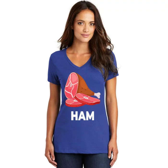 Ham Matching dishes food costumes Christmas thanksgiving Women's V-Neck T-Shirt