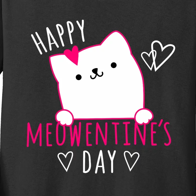 Happy Meowentine's Day Cat Lover Happy Valentines Day Cat Premium Kids Long Sleeve Shirt