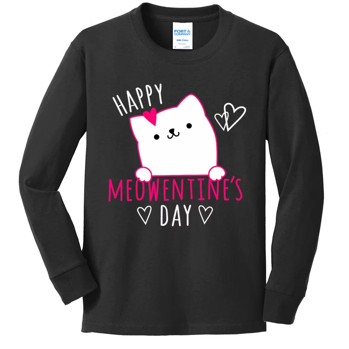 Happy Meowentine's Day Cat Lover Happy Valentines Day Cat Premium Kids Long Sleeve Shirt