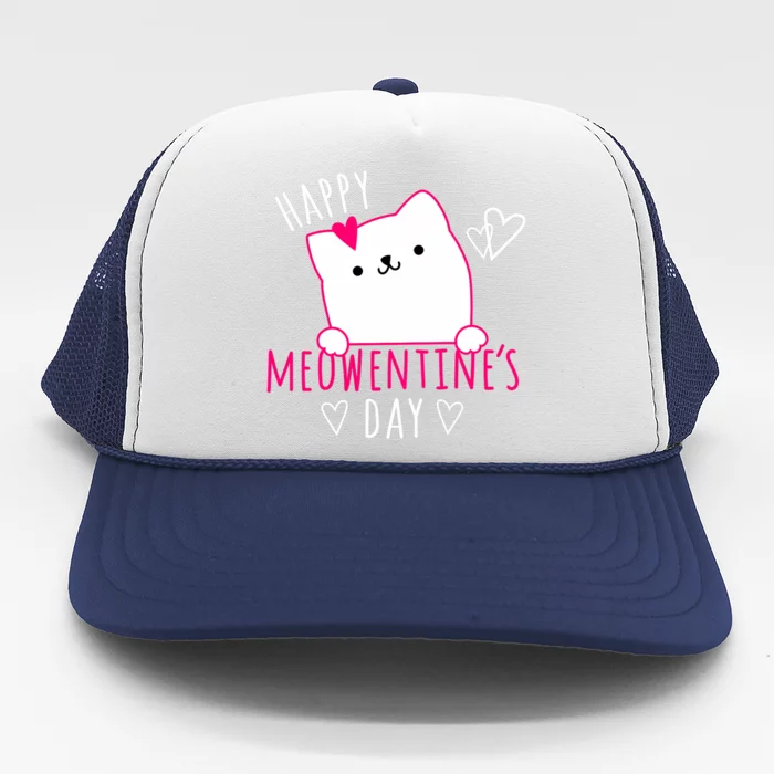 Happy Meowentine's Day Cat Lover Happy Valentines Day Cat Premium Trucker Hat