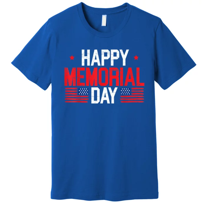 Happy Memorial Day Usa Flag American Patriotic Armed Forces Cool Gift Premium T-Shirt