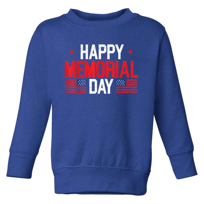 Happy Memorial Day Usa Flag American Patriotic Armed Forces Cool Gift Toddler Sweatshirt