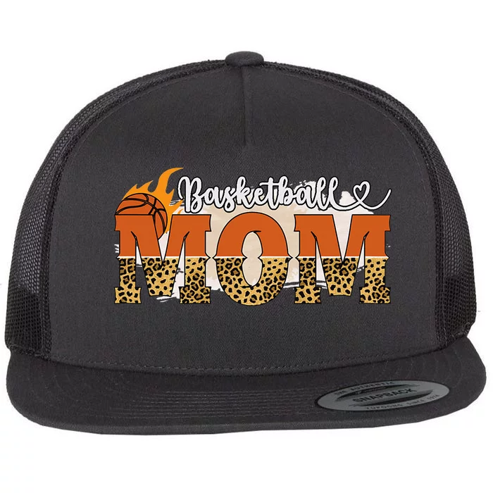 Happy Mothers Day Cute Basketball Sport Mom Leopard Flat Bill Trucker Hat