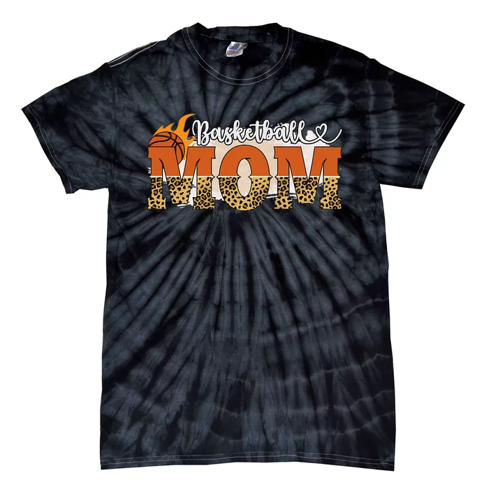 Happy Mothers Day Cute Basketball Sport Mom Leopard Tie-Dye T-Shirt