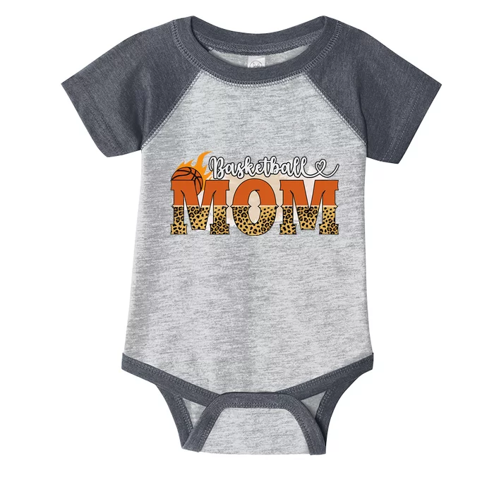 Happy Mothers Day Cute Basketball Sport Mom Leopard Infant Baby Jersey Bodysuit