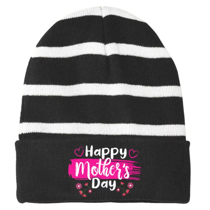 Happy MotherS Day For Women Mom Grandma Love Striped Beanie with Solid Band