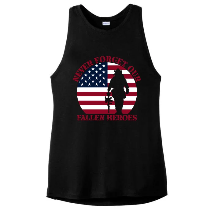 Happy Memorial Day Remembrance Ladies Tri-Blend Wicking Tank