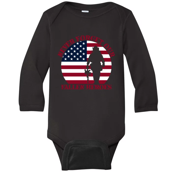 Happy Memorial Day Remembrance Baby Long Sleeve Bodysuit