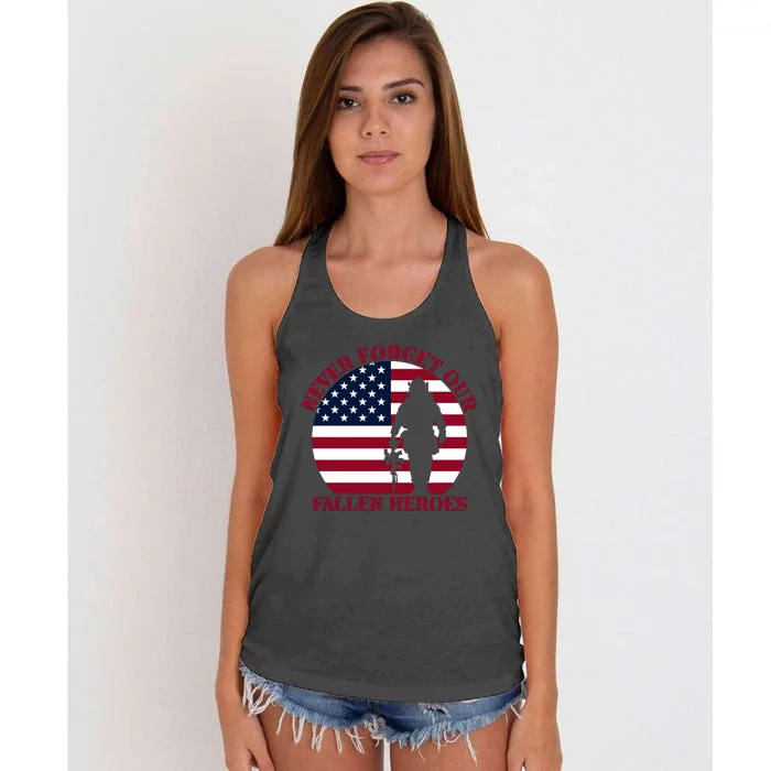 Happy Memorial Day Remembrance Women's Knotted Racerback Tank