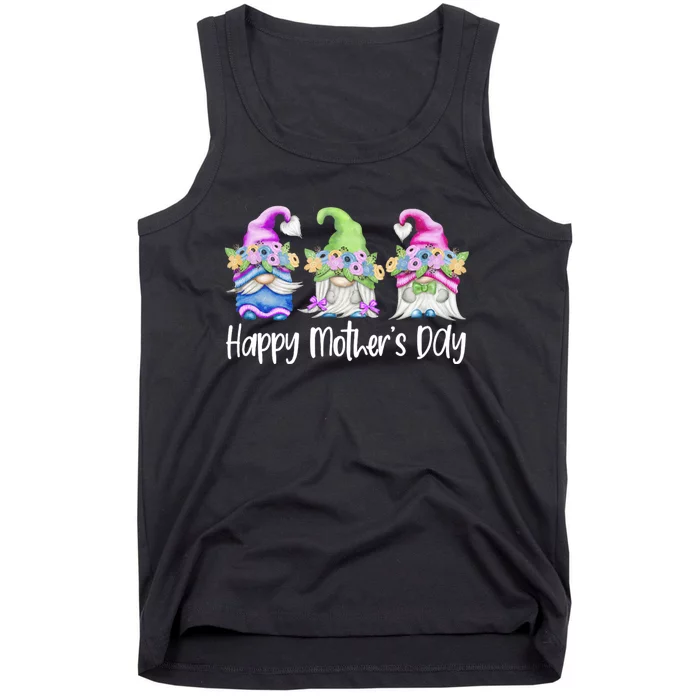 Happy Mothers Day Cute Gnomes Floral For Mom Daughter Tank Top