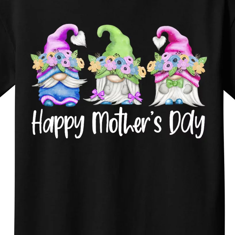 Happy Mothers Day Cute Gnomes Floral For Mom Daughter Kids T-Shirt