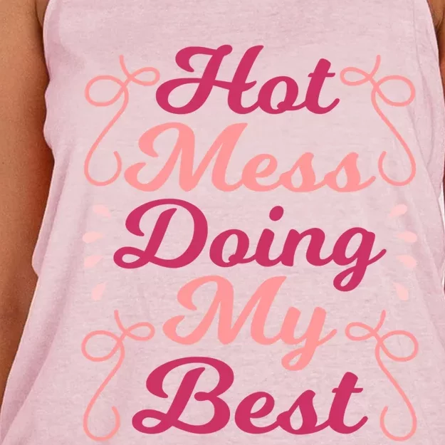 Hot Mess Doing My Best Mom Life Cute Gift Women's Knotted Racerback Tank