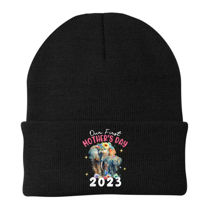 Happy Mothers Day Our First Mothers Day Cute Elephant Family Knit Cap Winter Beanie