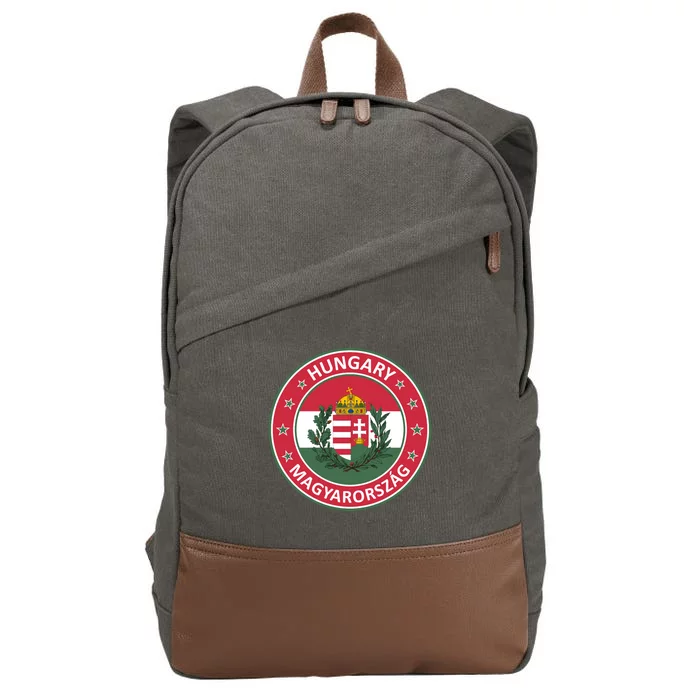 Hungary Magyarorszag Design With Flag Of Hungary And Coat Of Arms Cotton Canvas Backpack