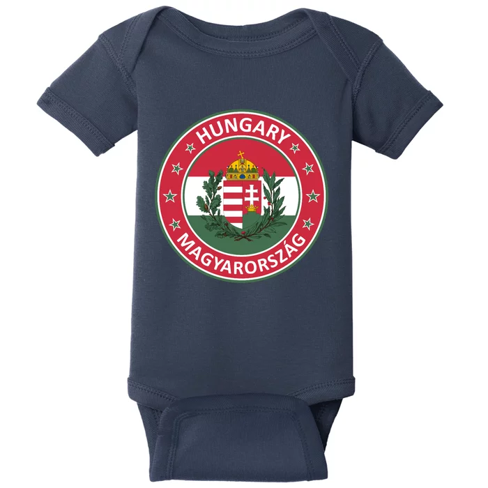 Hungary Magyarorszag Design With Flag Of Hungary And Coat Of Arms Baby Bodysuit