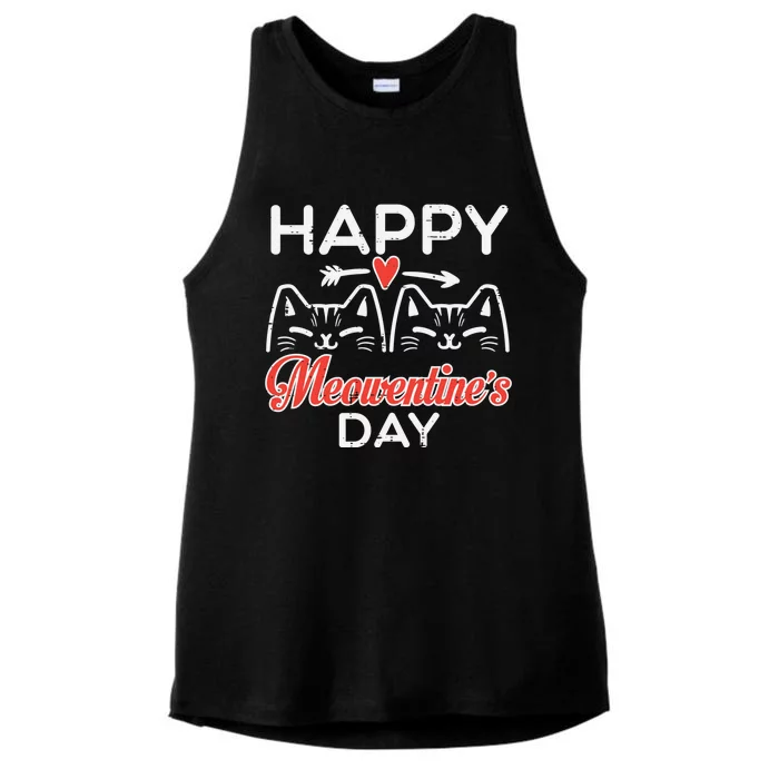 Happy Meowenstime Day Valentines Cat Cute Gift Ladies Tri-Blend Wicking Tank