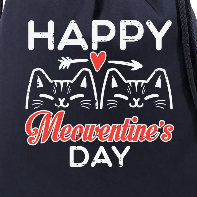 Happy Meowenstime Day Valentines Cat Cute Gift Drawstring Bag