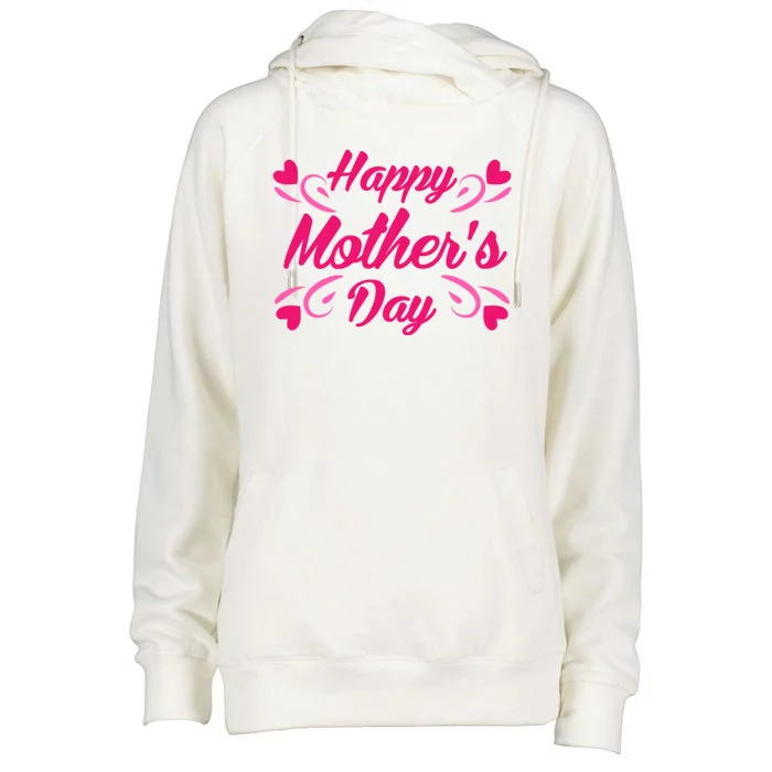 Happy Mothers Day Hearts Gift Womens Funnel Neck Pullover Hood