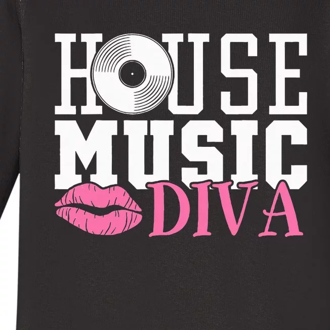 House Music Diva Dj Edm Rave Music Festival Baby Long Sleeve Bodysuit