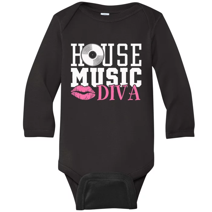 House Music Diva Dj Edm Rave Music Festival Baby Long Sleeve Bodysuit