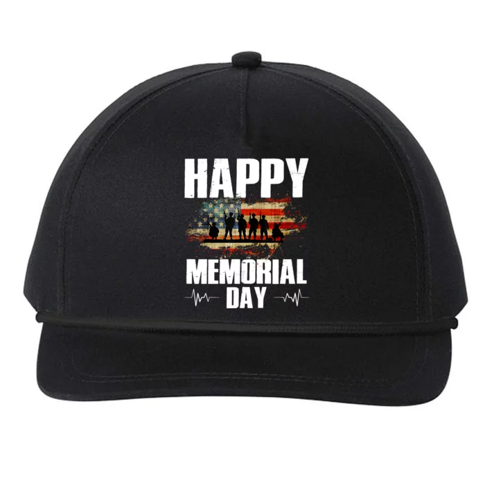 Happy Memorial Day USA Flag American Patriotic Snapback Five-Panel Rope Hat