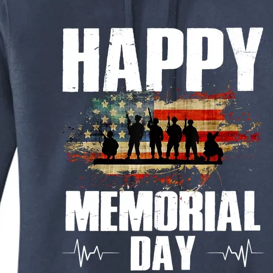 Happy Memorial Day USA Flag American Patriotic Women's Pullover Hoodie