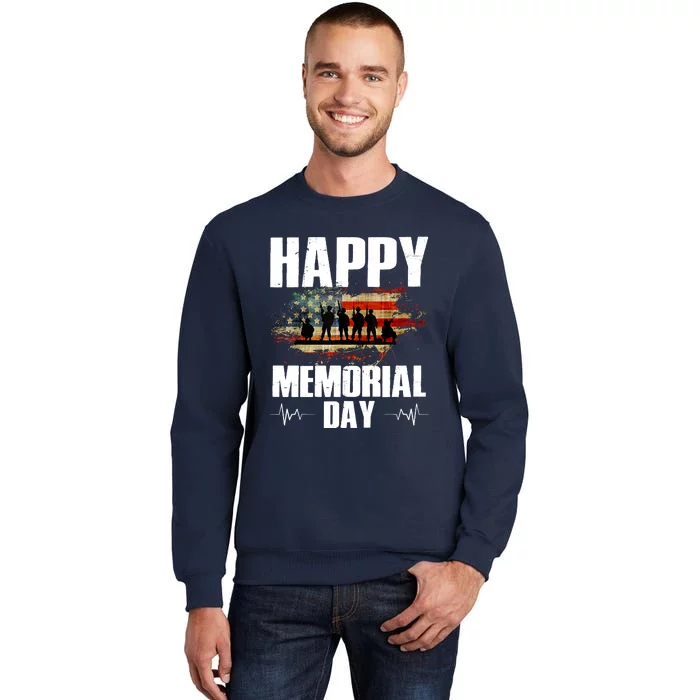 Happy Memorial Day USA Flag American Patriotic Tall Sweatshirt