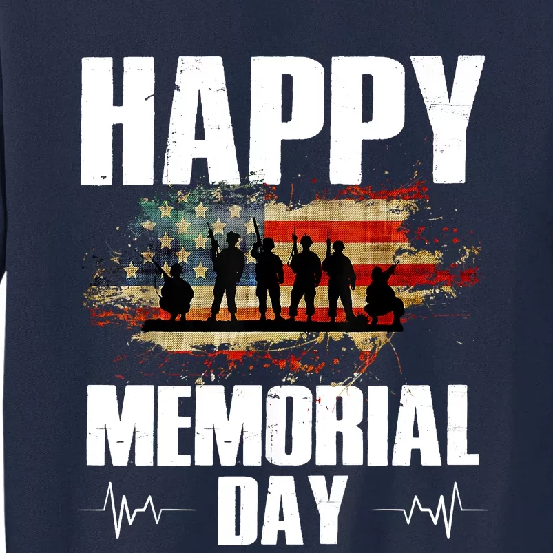 Happy Memorial Day USA Flag American Patriotic Tall Sweatshirt