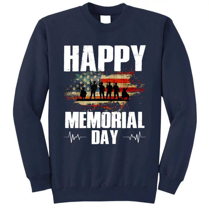 Happy Memorial Day USA Flag American Patriotic Tall Sweatshirt