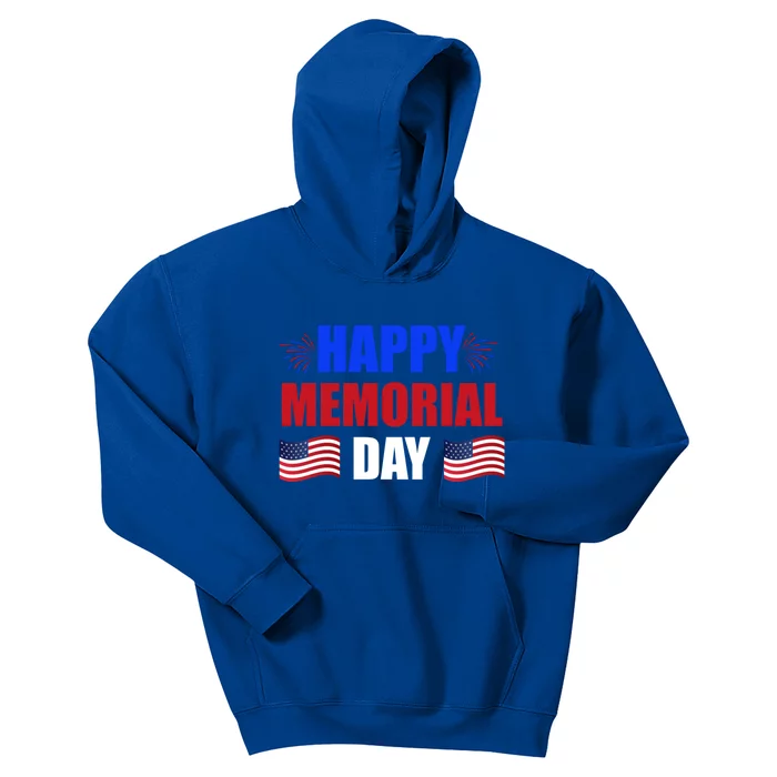 Happy Memorial Day Usa Flag Patriotic Independence Day Meaningful Gift Kids Hoodie