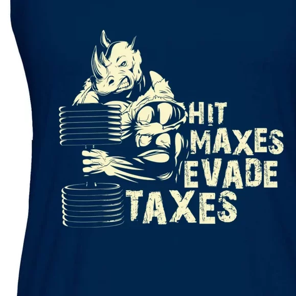 Hit Maxes Evade Taxes Weightlifting Bodybuilding Ladies Essential Flowy Tank