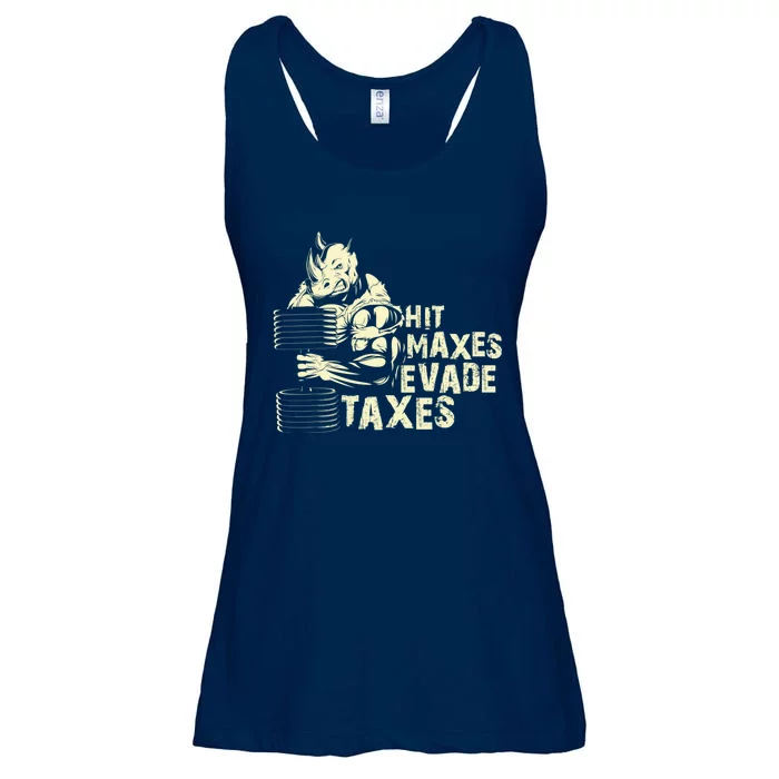 Hit Maxes Evade Taxes Weightlifting Bodybuilding Ladies Essential Flowy Tank