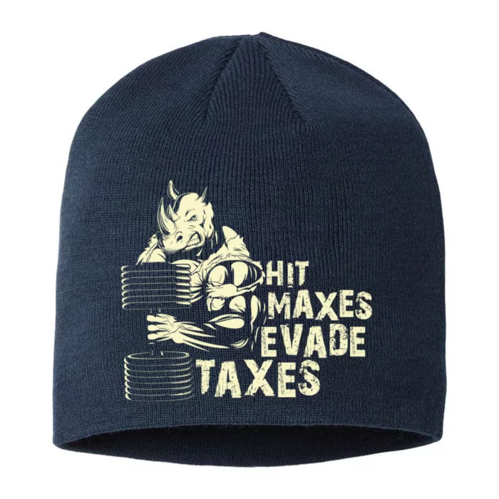 Hit Maxes Evade Taxes Weightlifting Bodybuilding 8 1/2in Sustainable Knit Beanie