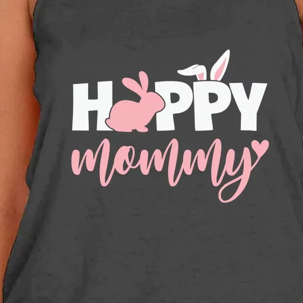 Happy Mommy Easter Mom Bunny Mother's Day Easter Day Women's Knotted Racerback Tank