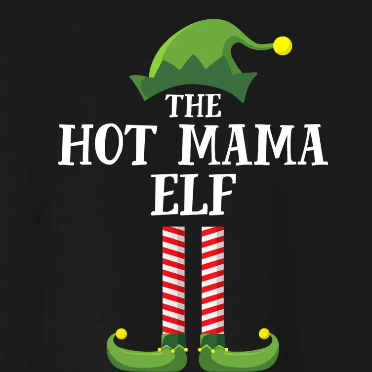 Hot Mama Elf Matching Family Group Christmas Party Women's Crop Top Tee