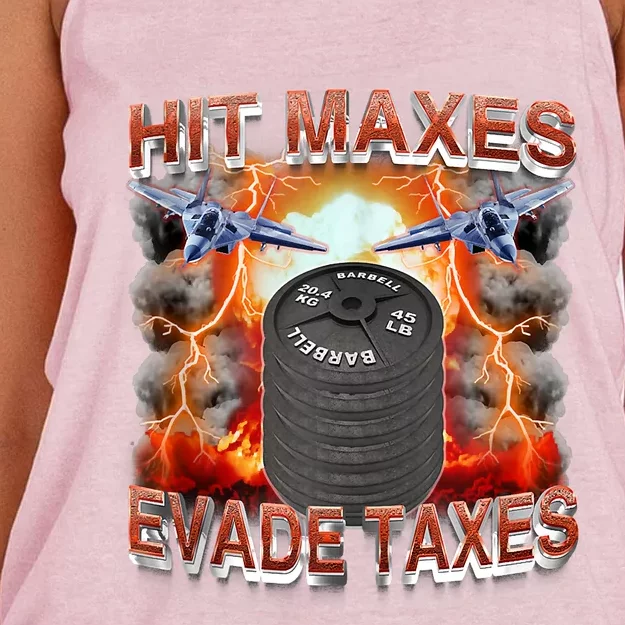 Hit Maxes Evade Taxes Women's Knotted Racerback Tank