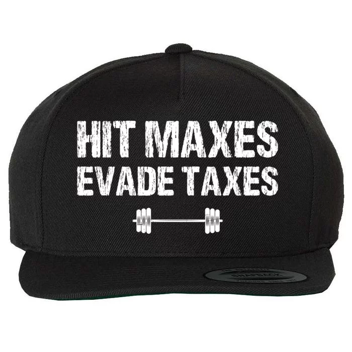 Hit Maxes Evade Taxes Funny Apparel Vintage Wool Snapback Cap