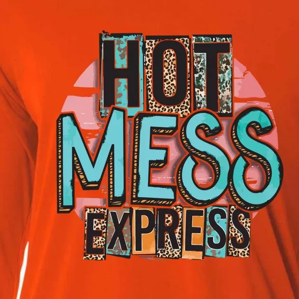 Hot Mess Express Funny Mom Cool Gift Cooling Performance Long Sleeve Crew