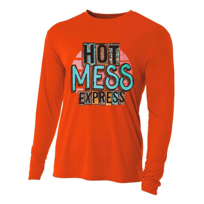 Hot Mess Express Funny Mom Cool Gift Cooling Performance Long Sleeve Crew