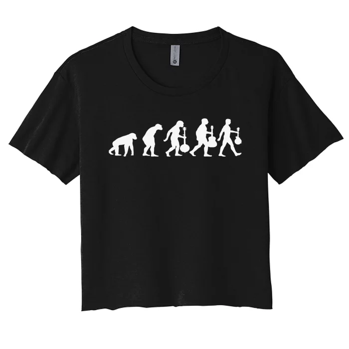 Human Mandolin Evolution Vintage Classical Music Women's Crop Top Tee