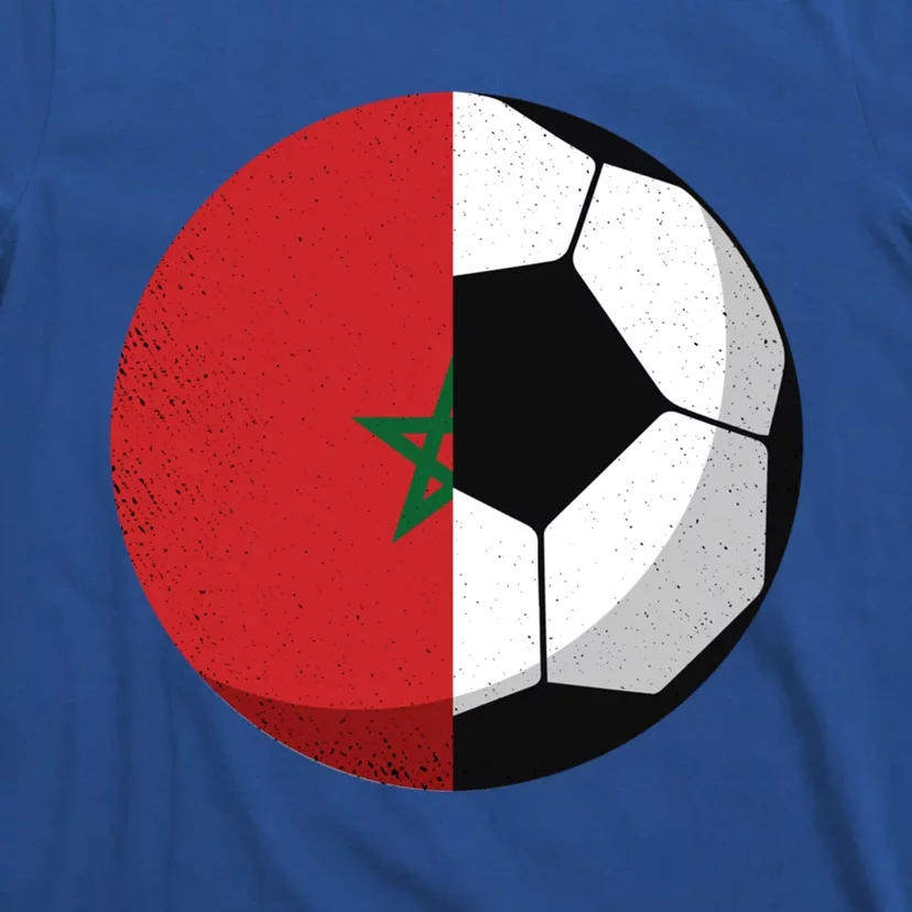 Half Morocco Flag Half Football Moroccan Soccer Fan Cute Gift T-Shirt