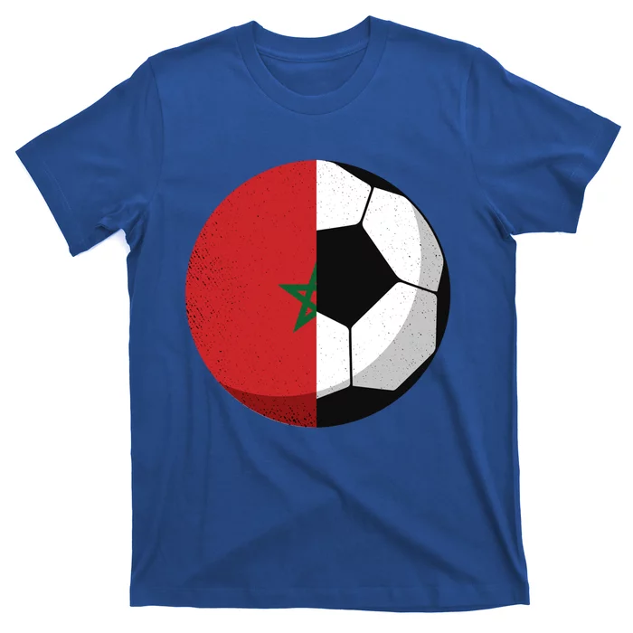 Half Morocco Flag Half Football Moroccan Soccer Fan Cute Gift T-Shirt