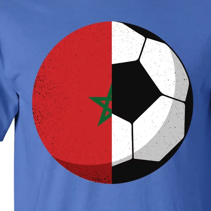 Half Morocco Flag Half Football Moroccan Soccer Fan Cute Gift Tall T-Shirt