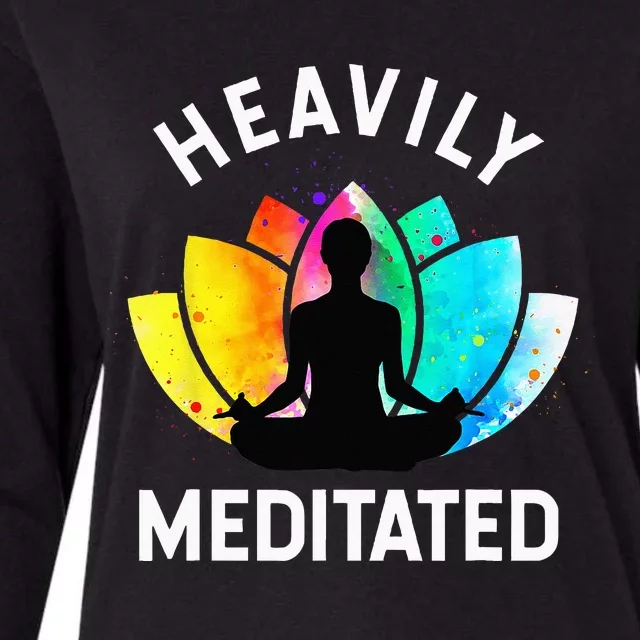 Heavily Meditated Funny Meditation & Yoga Gift Womens Cotton Relaxed Long Sleeve T-Shirt